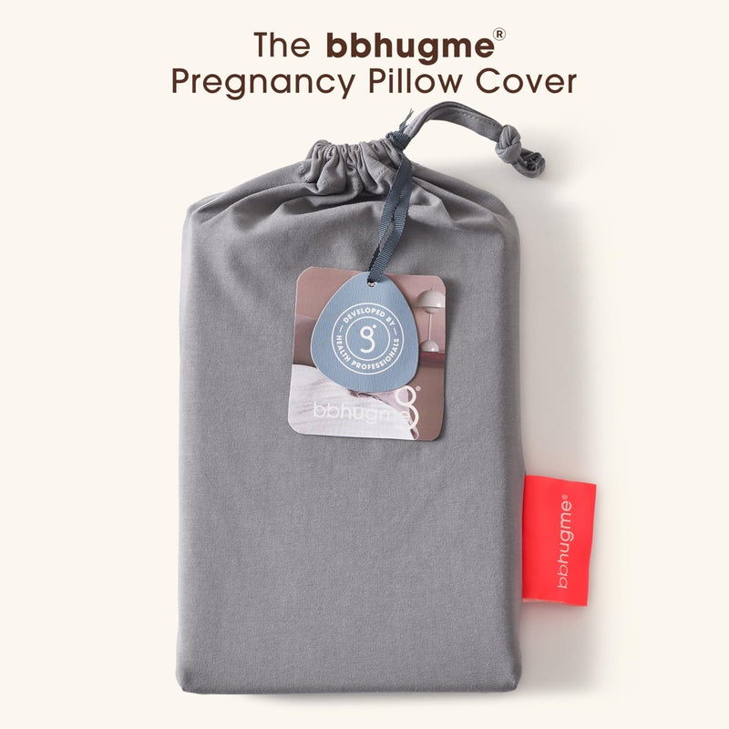 bbhugme Pregnancy Pillow Cover - Cotton Jersey Fabric - Fits bbhugme Pregnancy Pillow for Side Sleeping - Cover Only, Pregnancy Pillow Sold Separately, Stone - Image 2